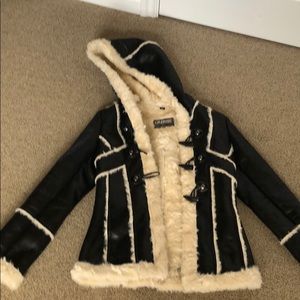 Guess size small coat fax fur lined